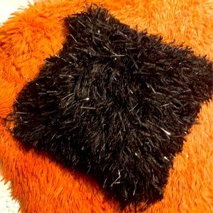 Black Glam accent pillow 12” square with cream twill back.